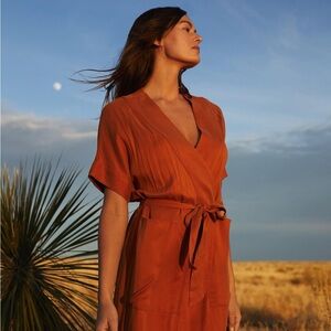NWT Billy Reid Panelled Wrap Dress Burnt Orange